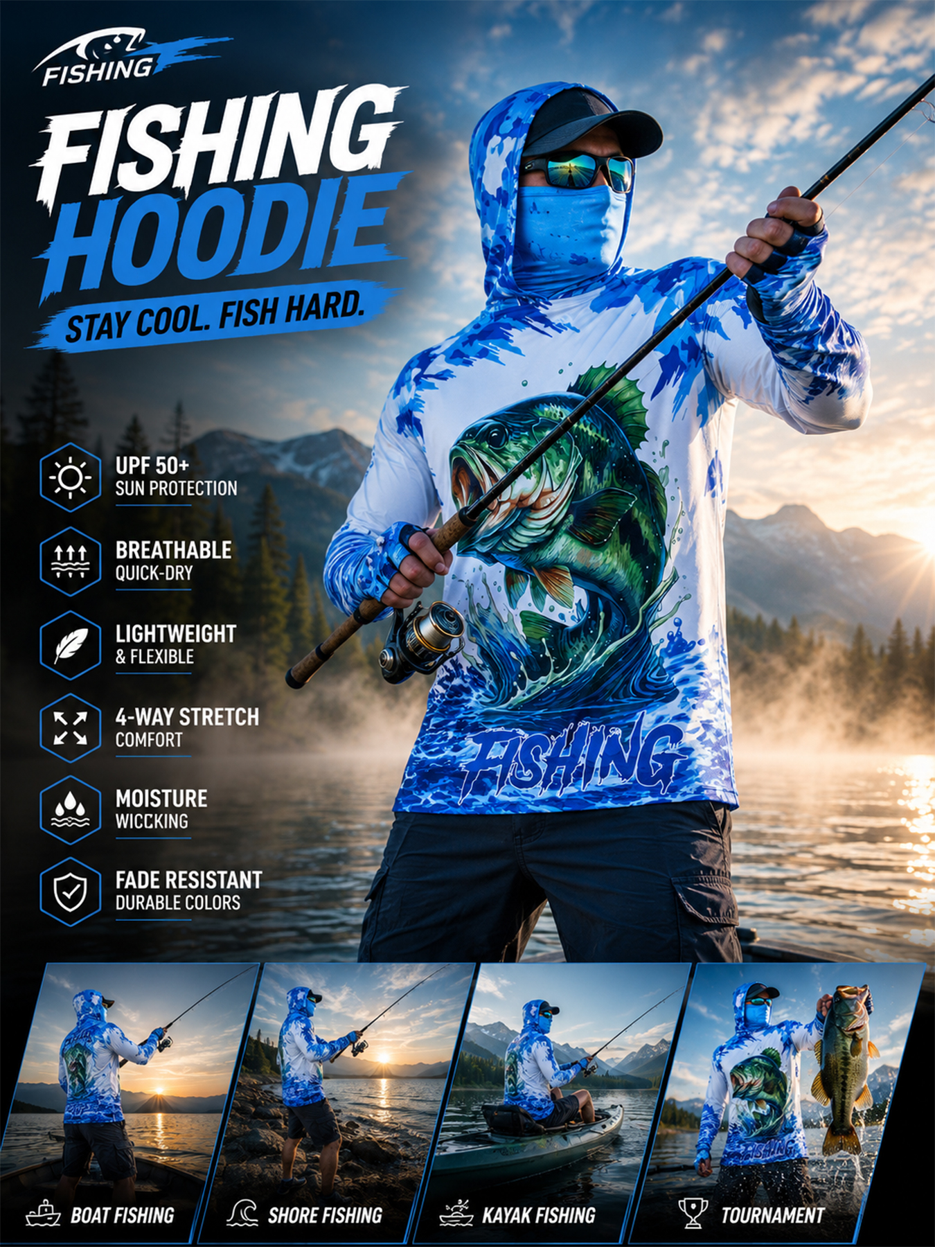 Fishing Hooded Shirt Upf 50 Fi - Fishing Shirt Uv Protection recensie en prijs