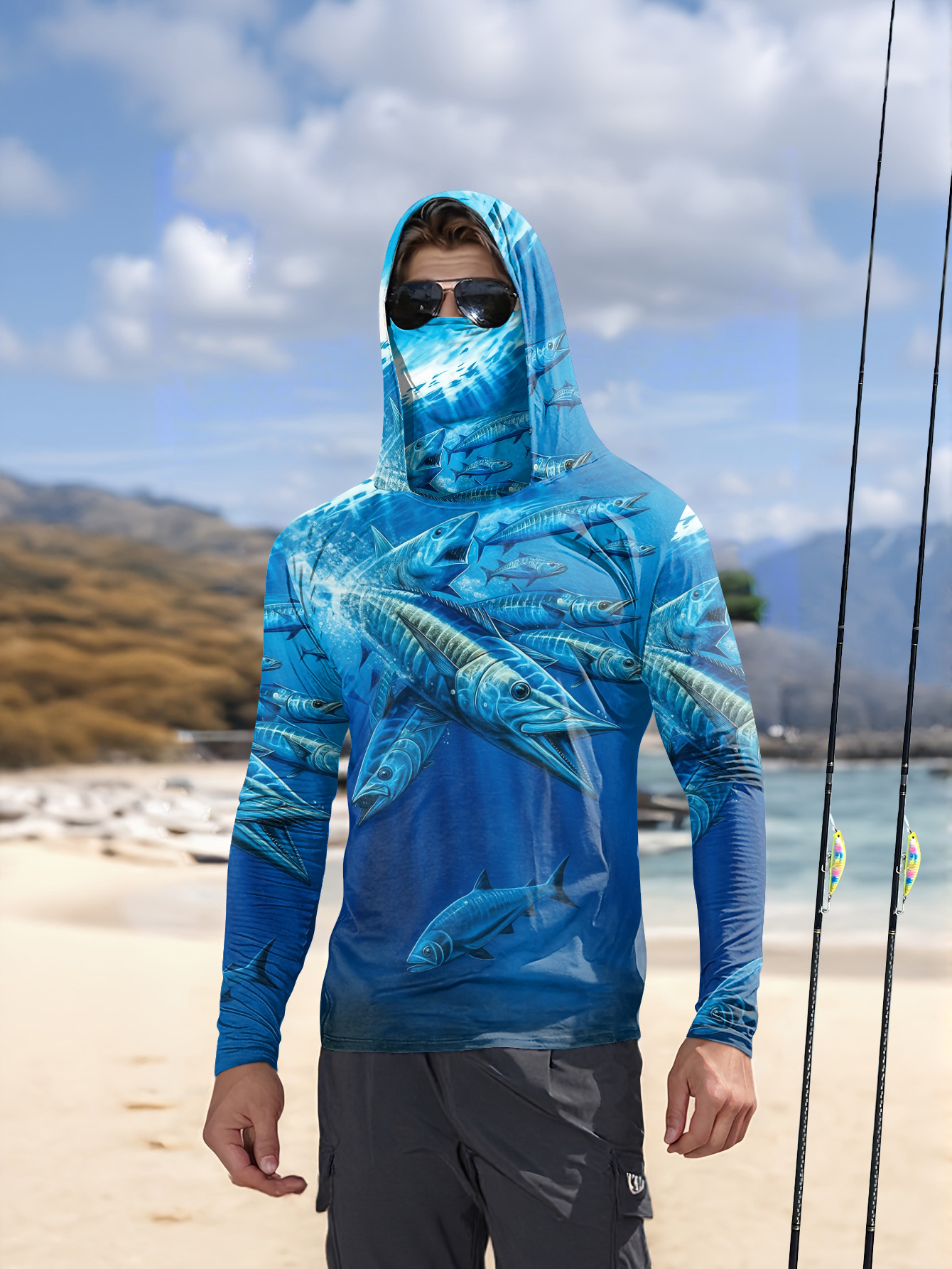 Men Hood Fishing Shirt long sl - Fishing Shirt Uv Protection recensie en prijs